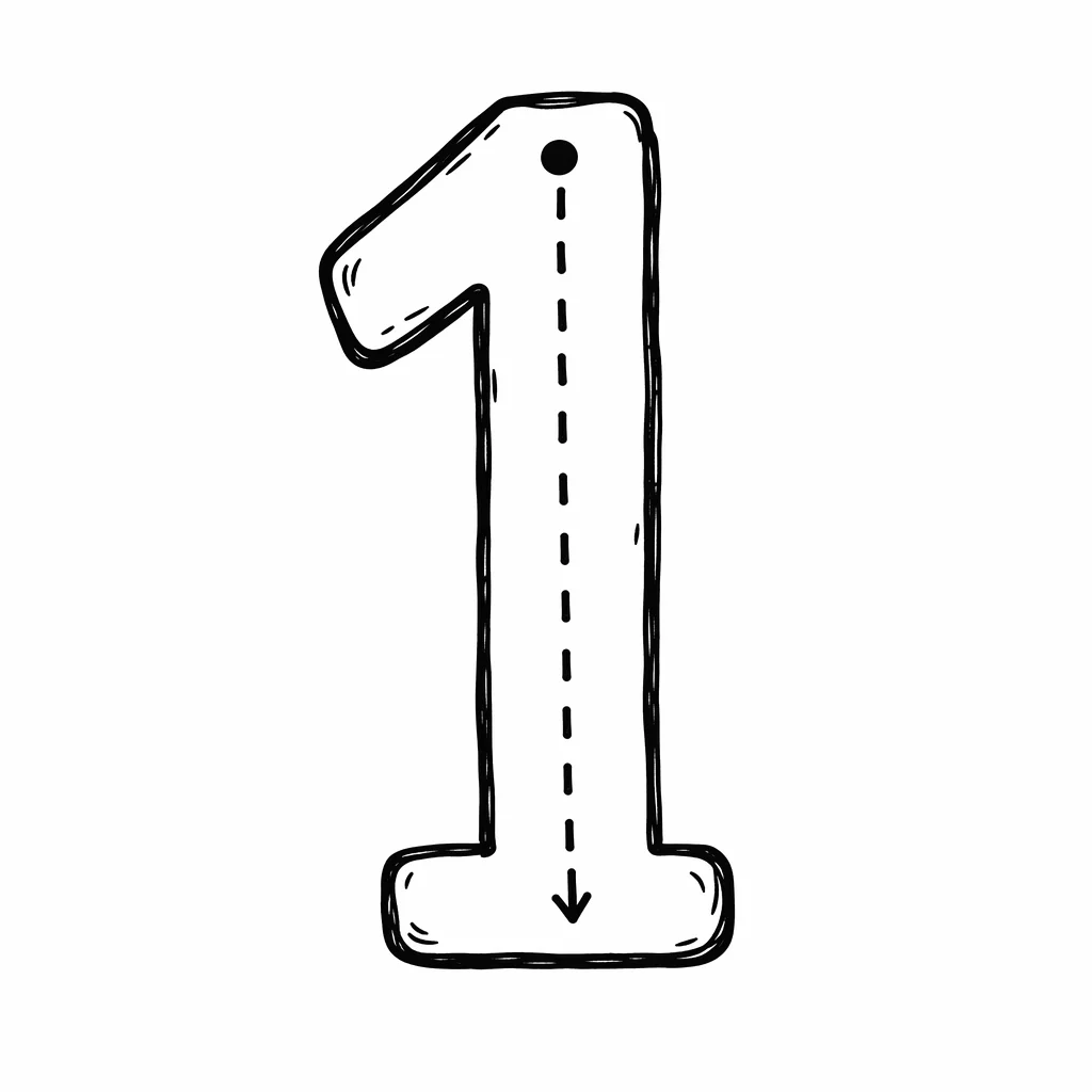 Traceable Number One for Kids — free clip art