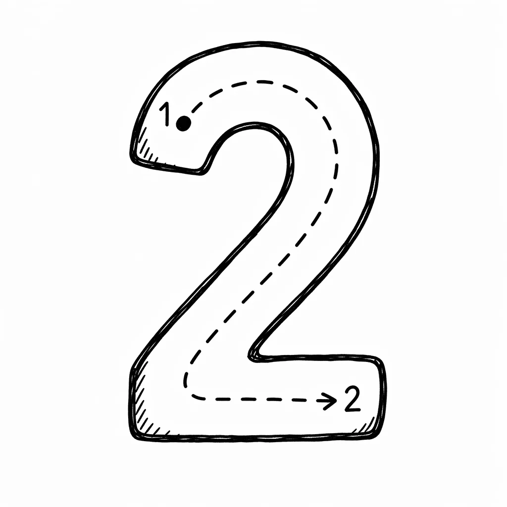 Traceable Number Two — free clip art