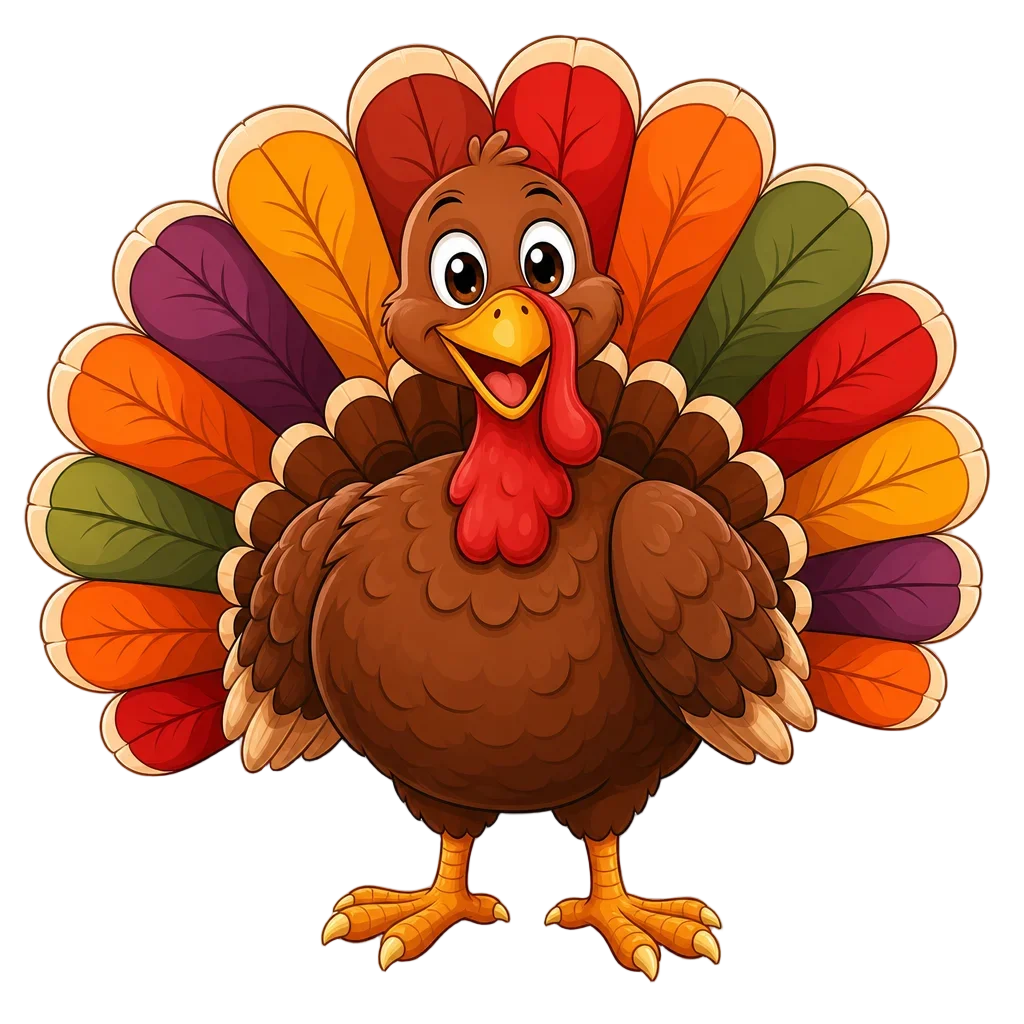 Cartoon Turkey with Colorful Feathers — halloween clip art