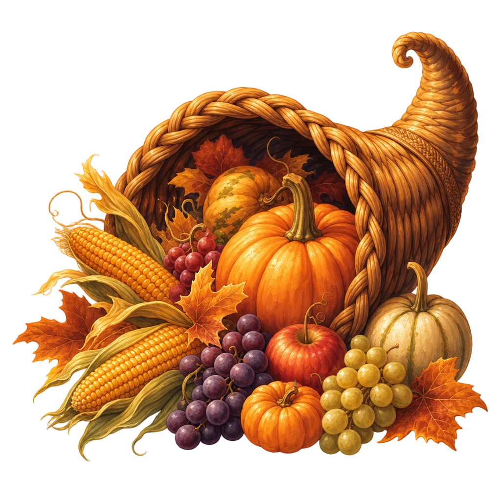Cozy Horn-Shaped Cornucopia Harvest — free clip art