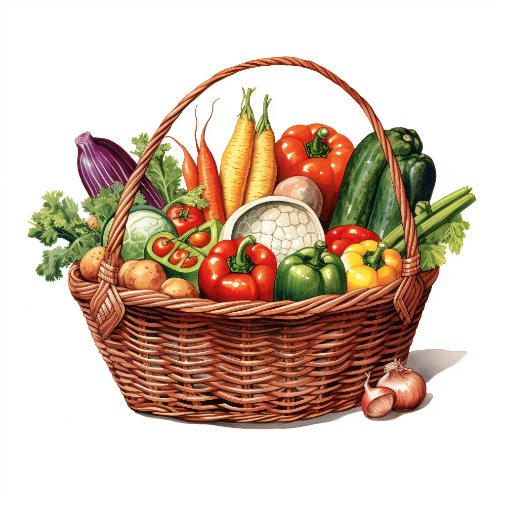 Produce Basket Illustration — free clip art