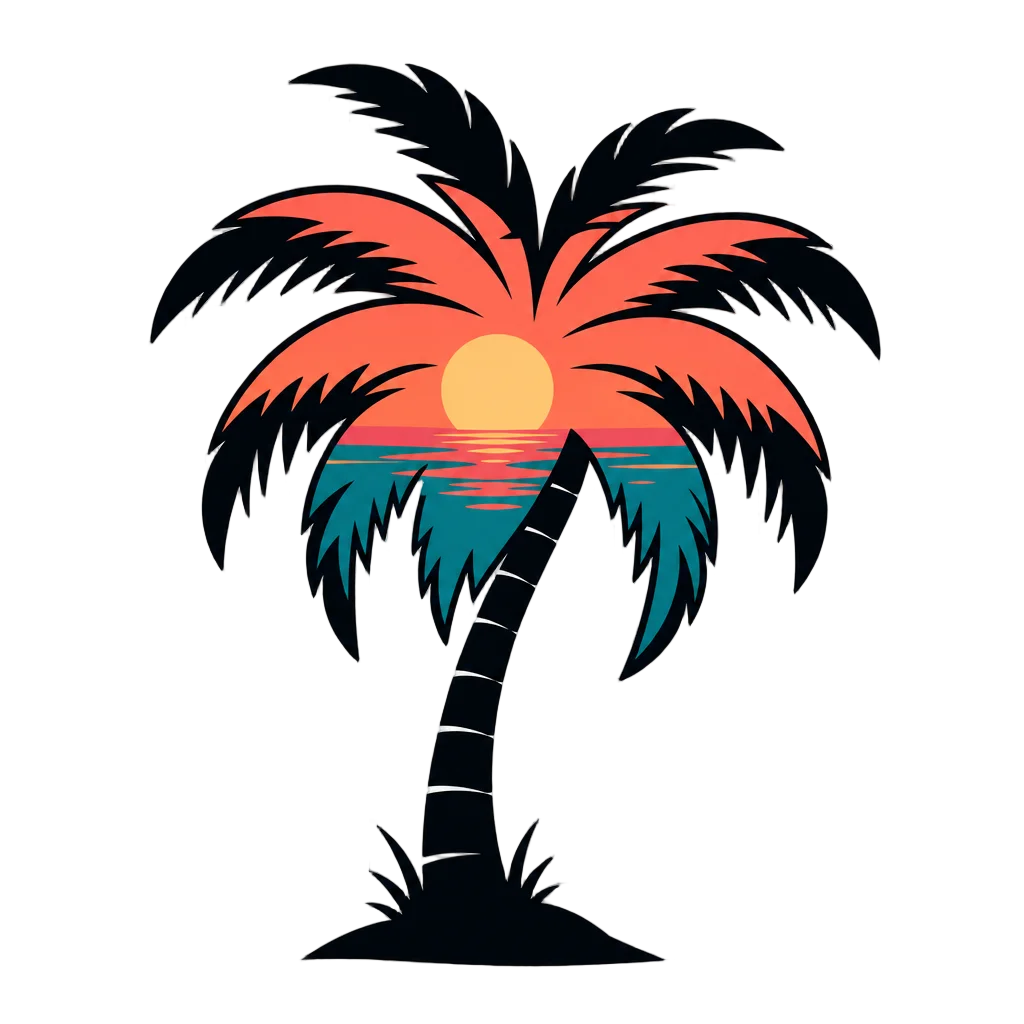 Palm Tree Silhouette Tropical Sunset — free clip art