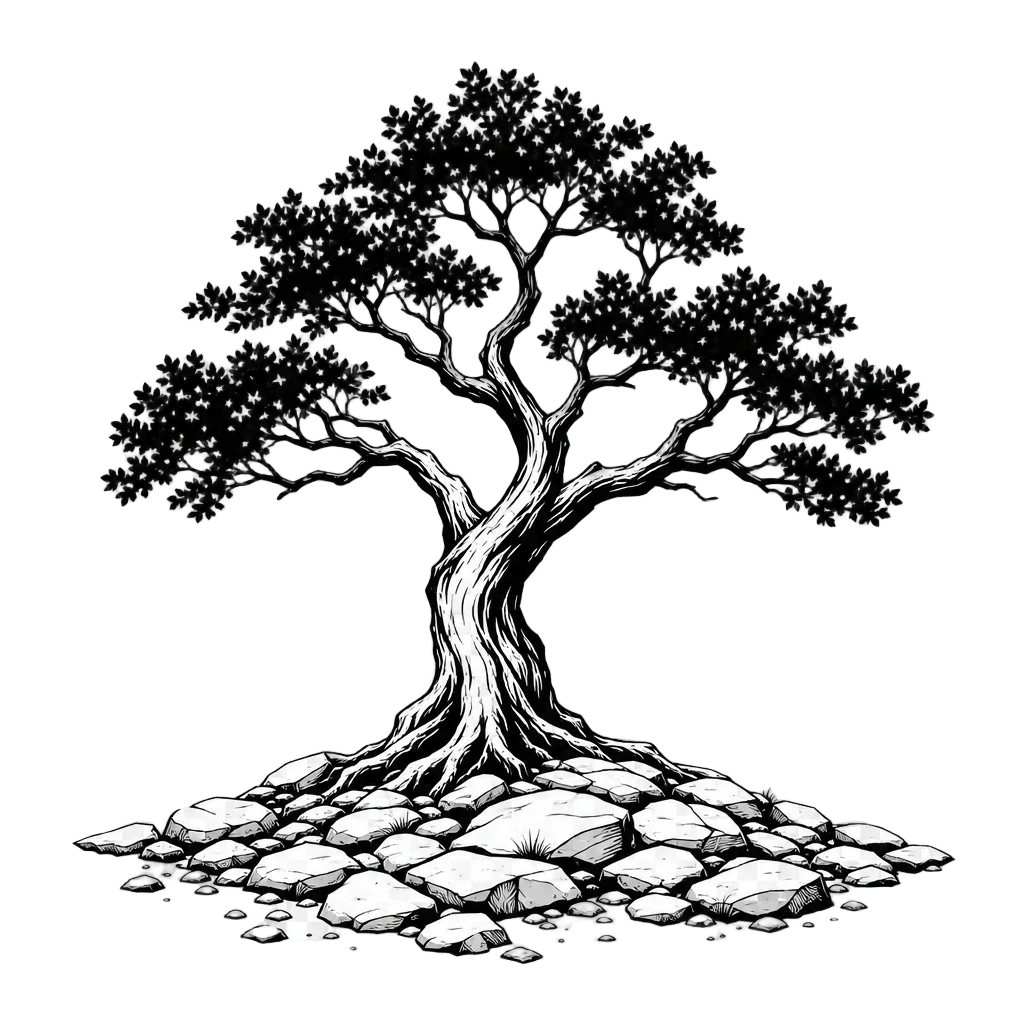 Tree on Stone Field — free clip art