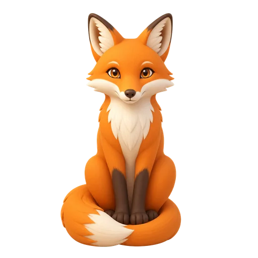 A fox drawn in the 3D clip art style