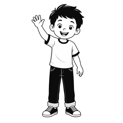 Child drawn in the Black & White style