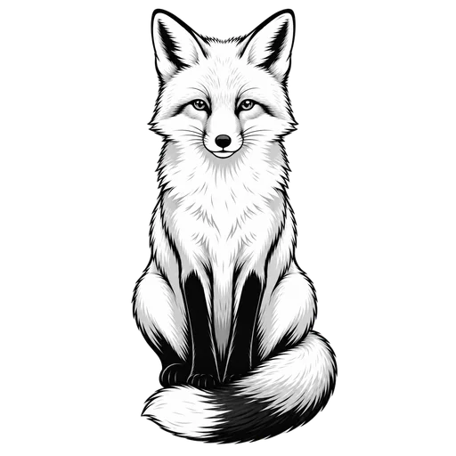 A fox drawn in the Black & White clip art style