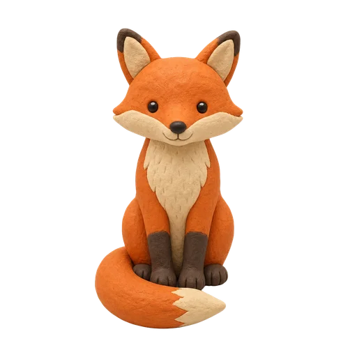 A fox drawn in the Clay clip art style
