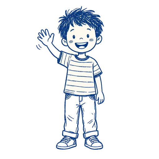 Child drawn in the Doodle style