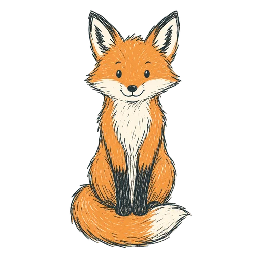 A fox drawn in the Doodle clip art style