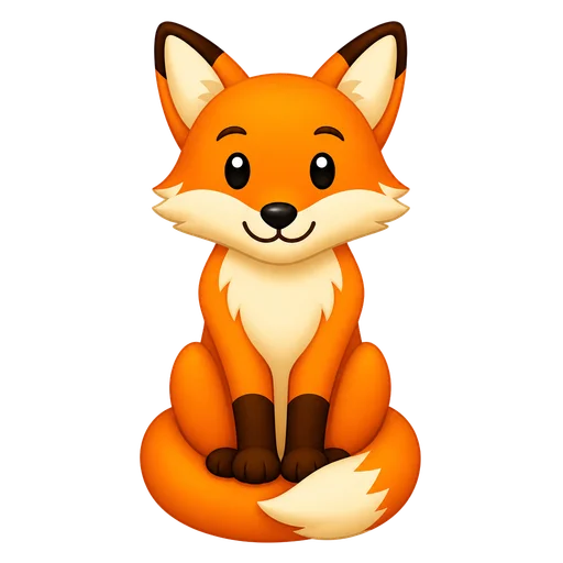 A fox drawn in the Emoji clip art style