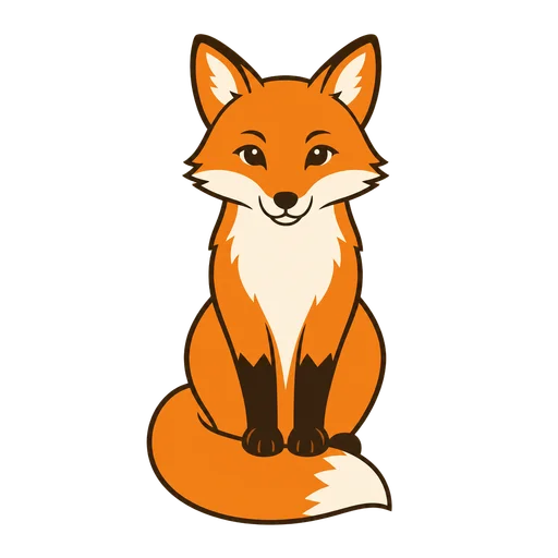 A fox drawn in the Flat clip art style