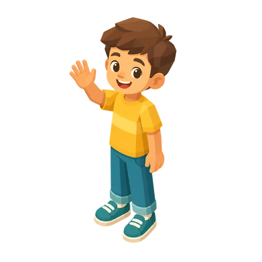 Child drawn in the Isometric style