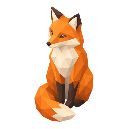 A fox drawn in the Isometric clip art style