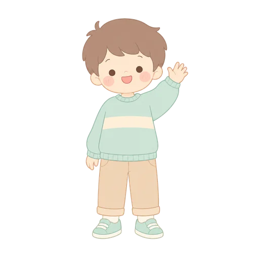 Child drawn in the Kawaii style