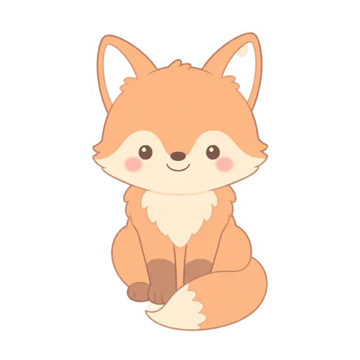 A fox drawn in the Kawaii clip art style