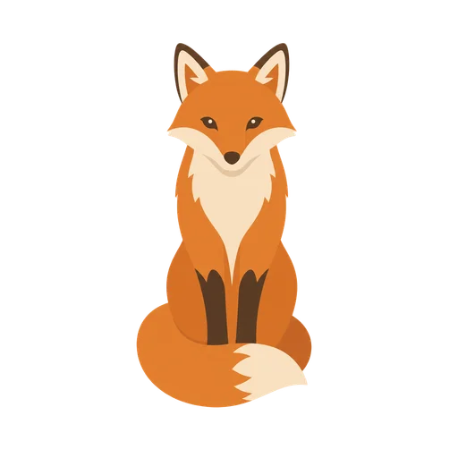 A fox drawn in the Minimal clip art style