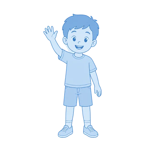 Child drawn in the Line Art style