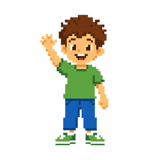 Child drawn in the Pixel style