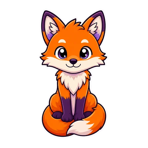 A fox drawn in the Sticker clip art style