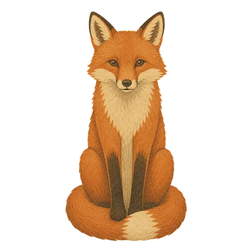 A fox drawn in the Vintage clip art style