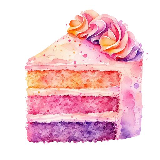 Cake drawn in the Watercolor style