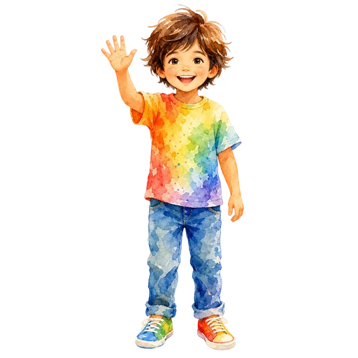 Child drawn in the Watercolor style
