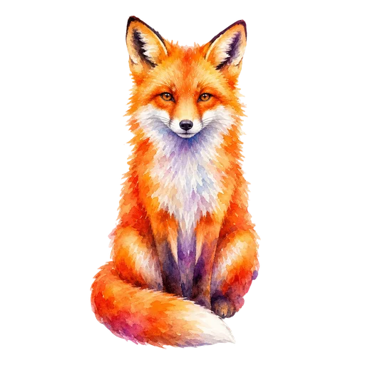 A fox drawn in the Watercolor clip art style