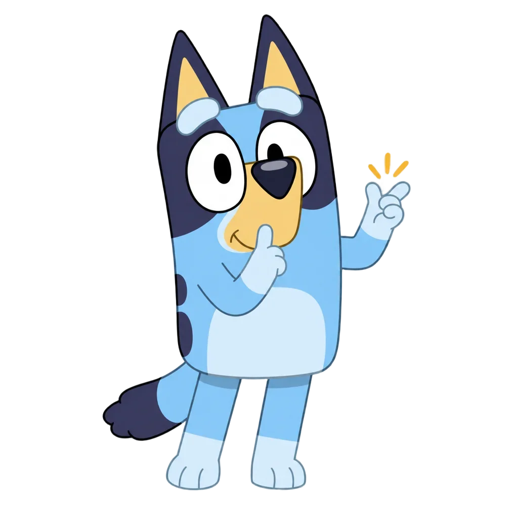 Bluey Finger Lips Cartoon Gesture — free clip art