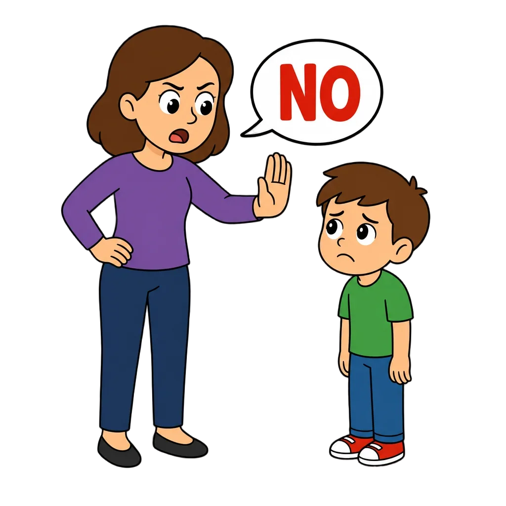 Child Hearing No from Adults — free clip art
