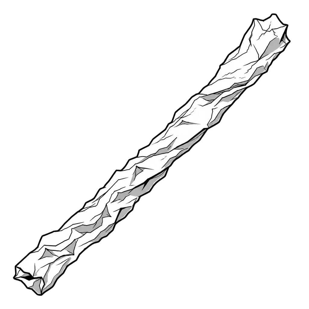 Crumpled Paper Stick Black and White — free clip art