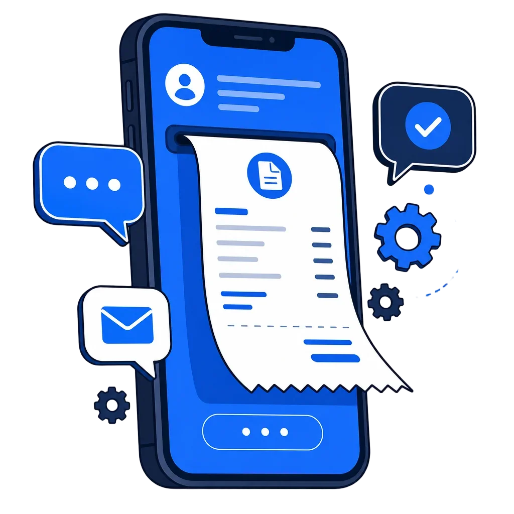 Digital Receipt Automation Flat Vector — free clip art