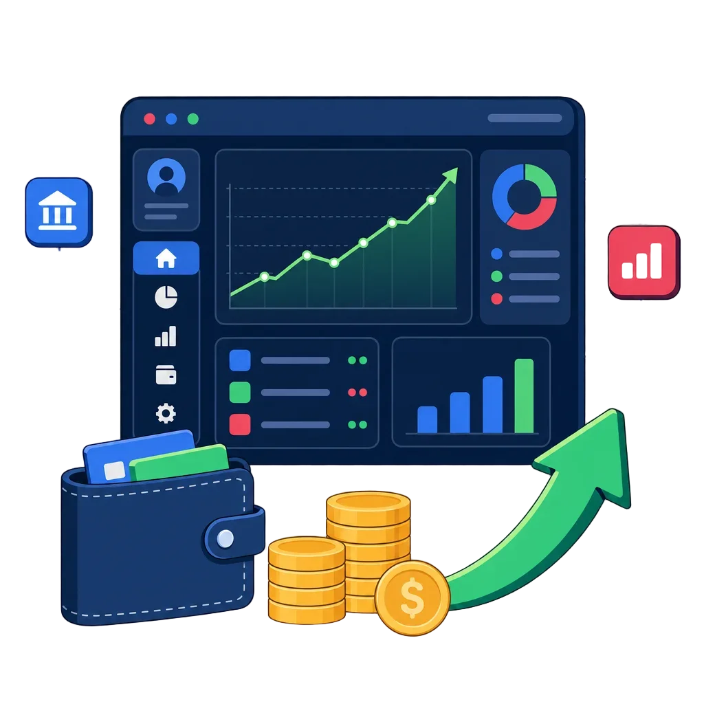Financial Analytics Dashboard Illustration — free clip art