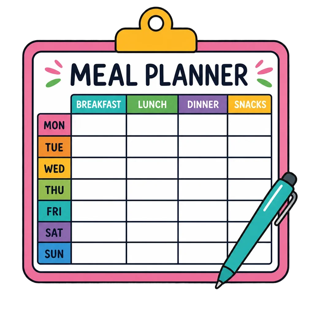 Flat Meal Planner Clipart — free clip art