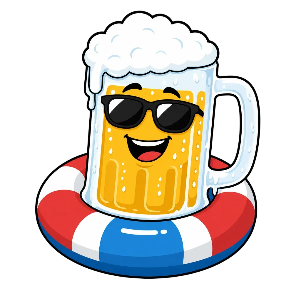Frosty Beer Mug in Inner Tube — free clip art