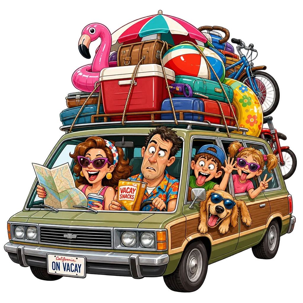 Funny Family Summer Road Trip Clipart — free clip art