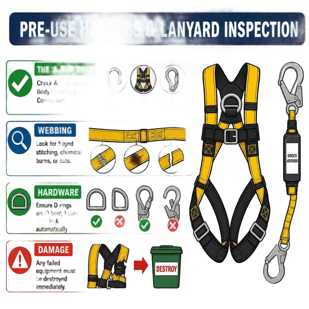 Pre-Use Harness & Lanyard Inspection Guide — free clip art
