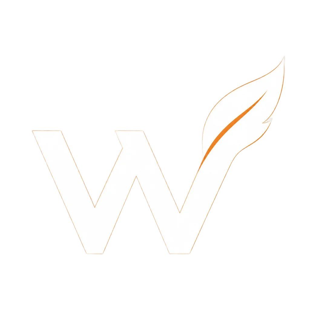 Modern W Logo with Leaf Element — free clip art