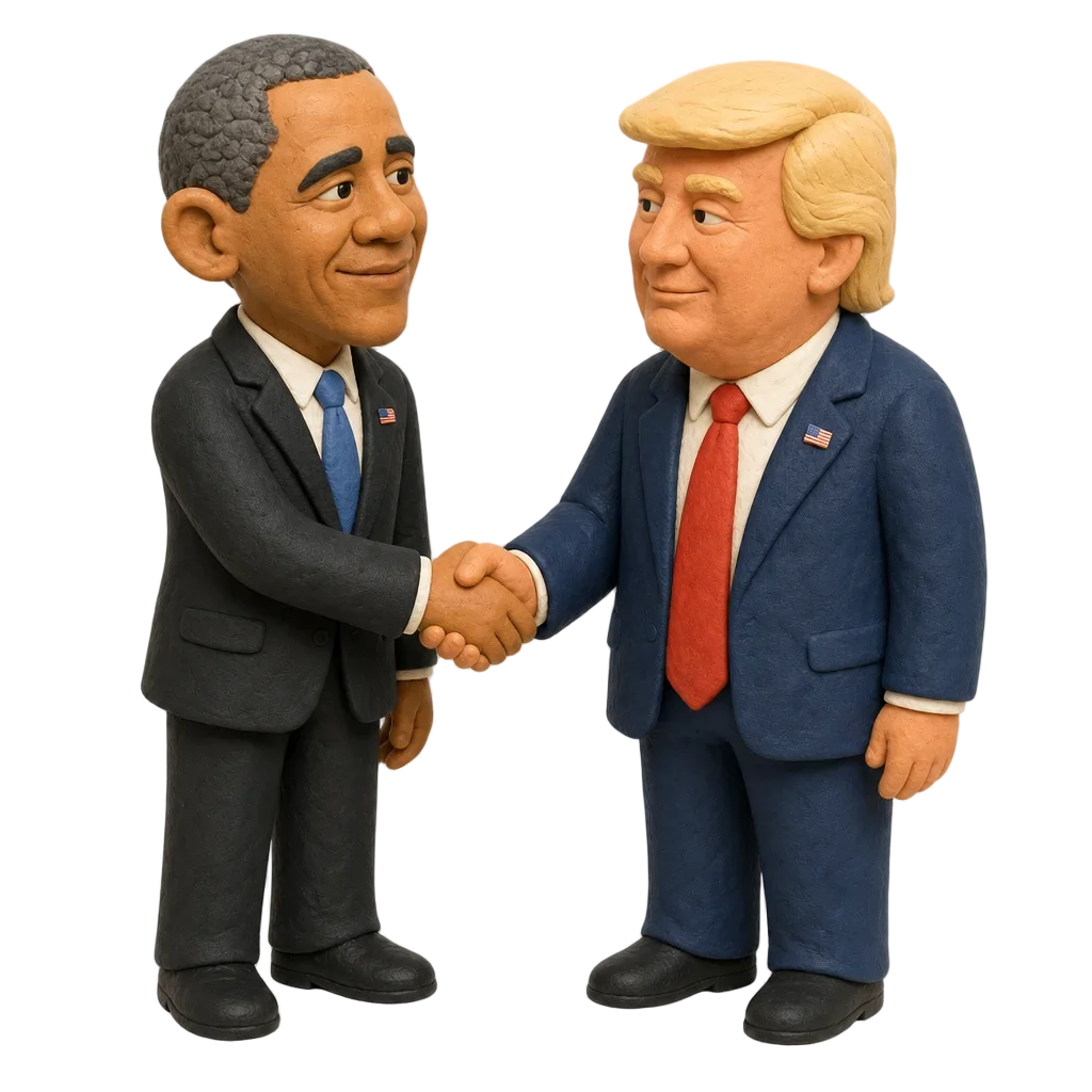 Obama and Trump Handshake Clay Art — free clip art
