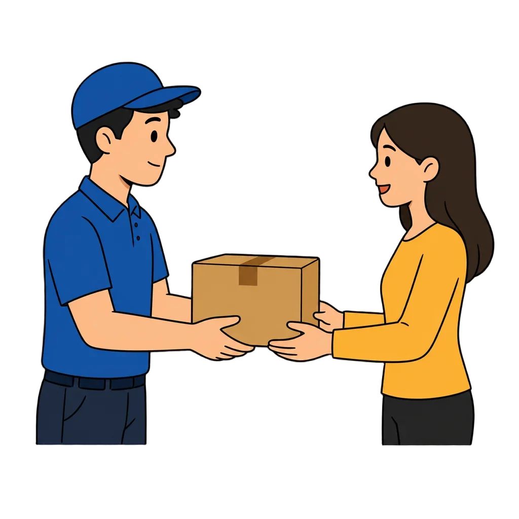 Person Handing Package to Another Person — free clip art