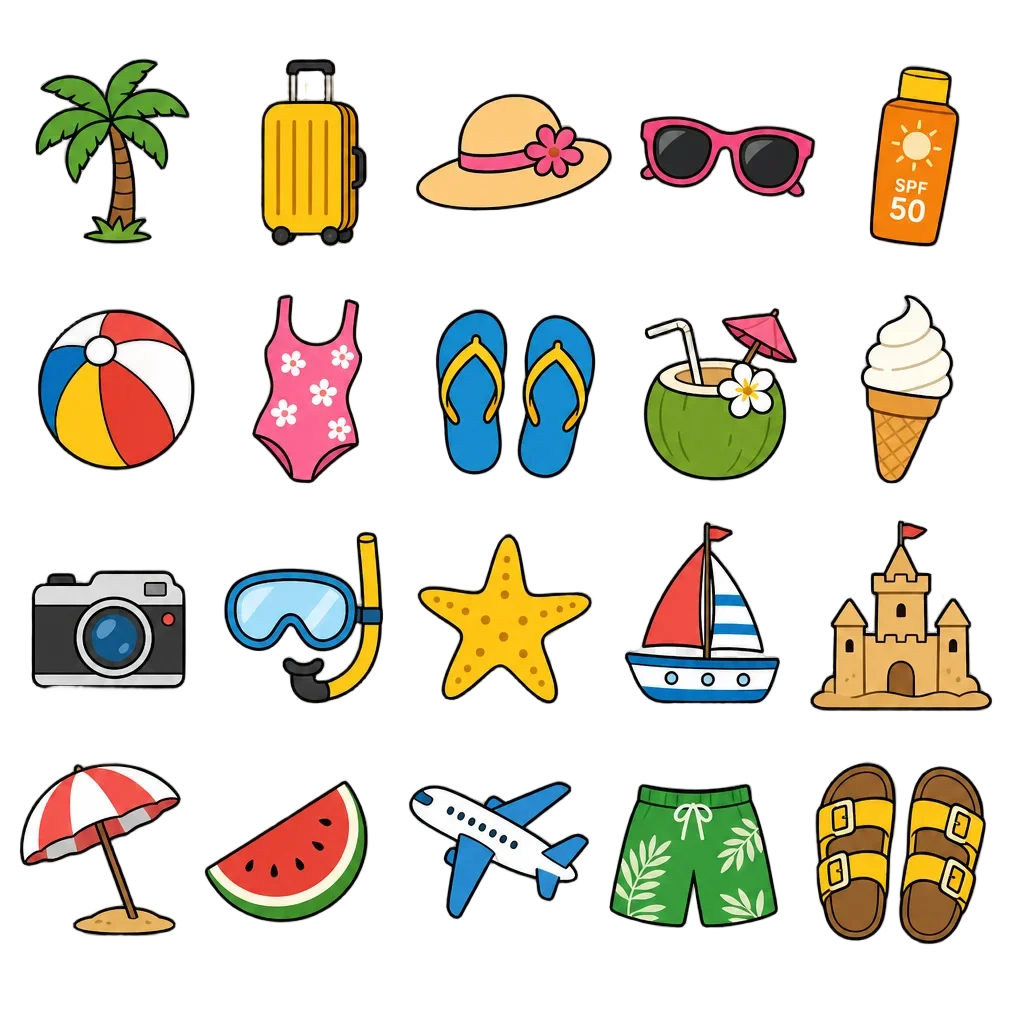 Summer Holiday Picture Cards Collection — free clip art