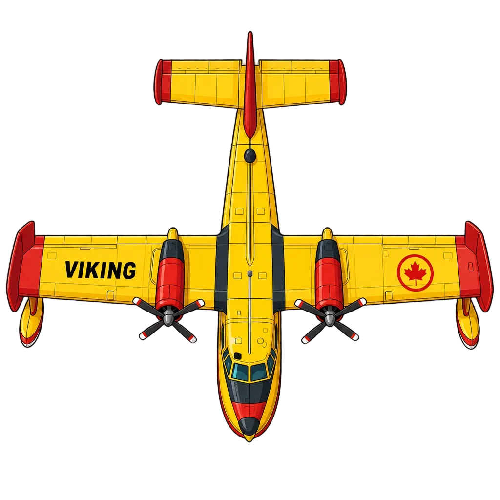 Viking Air Canadair CL-215 Top View Cartoon — flower clip art