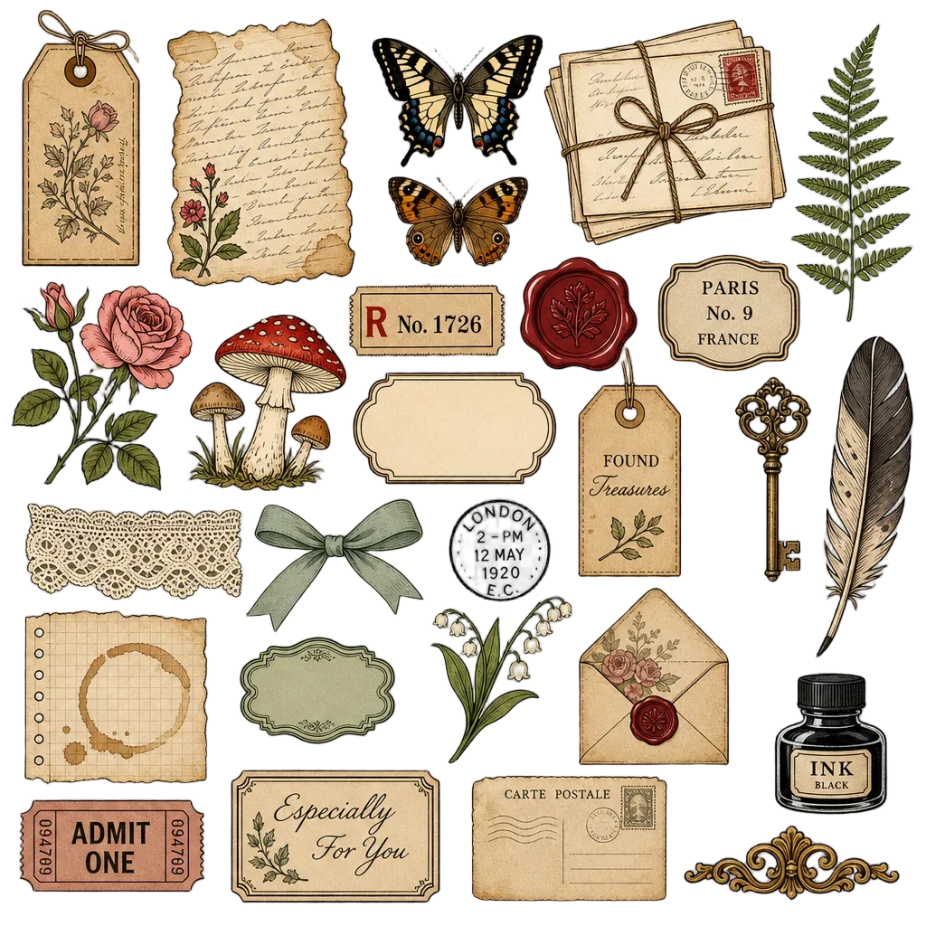 Premium Vintage Junk Journal Clipart Bundle — thanksgiving clip art