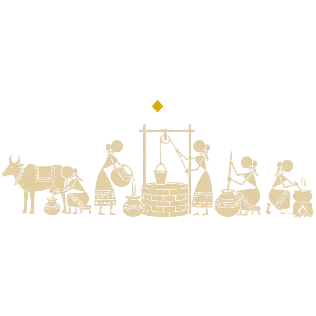 Indian Dairy Work Border Pattern Warli Art — free clip art