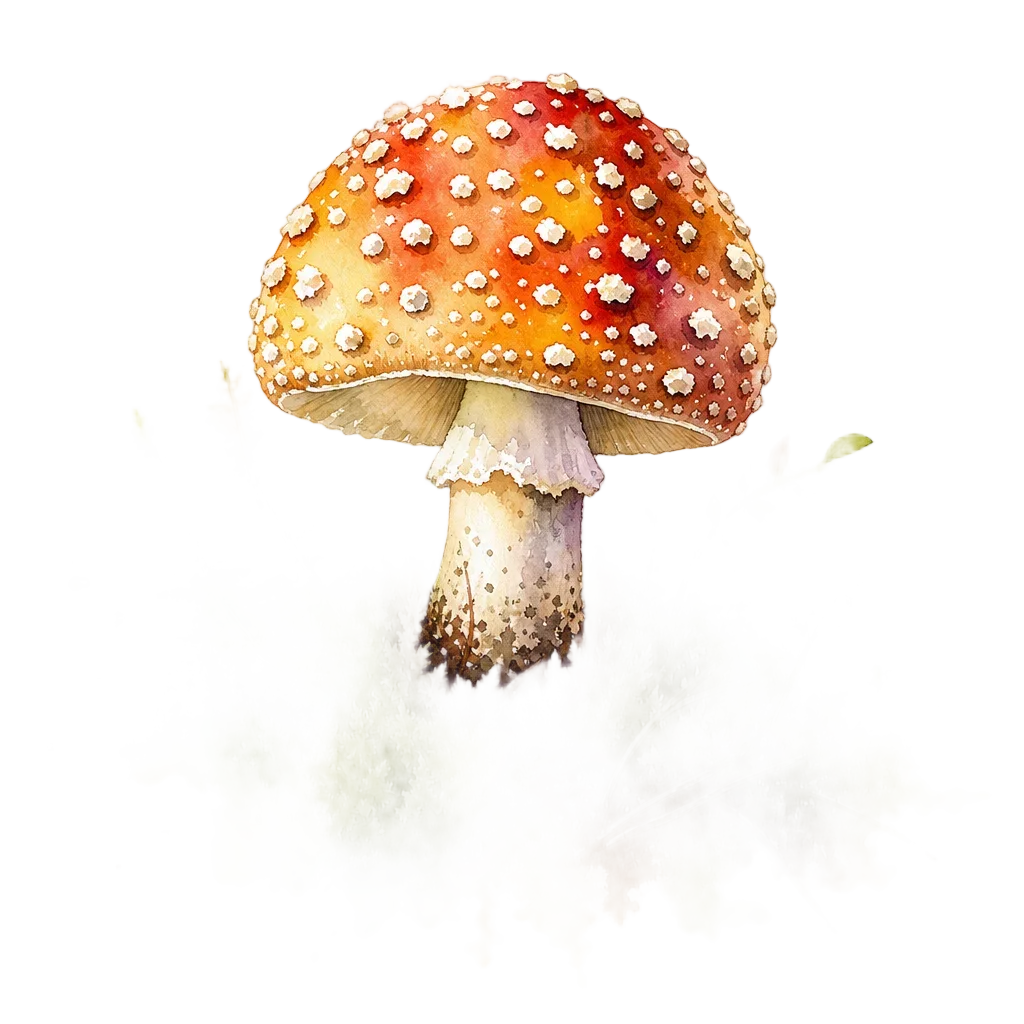 Watercolor Mushroom on Forest Floor — pumpkin clip art