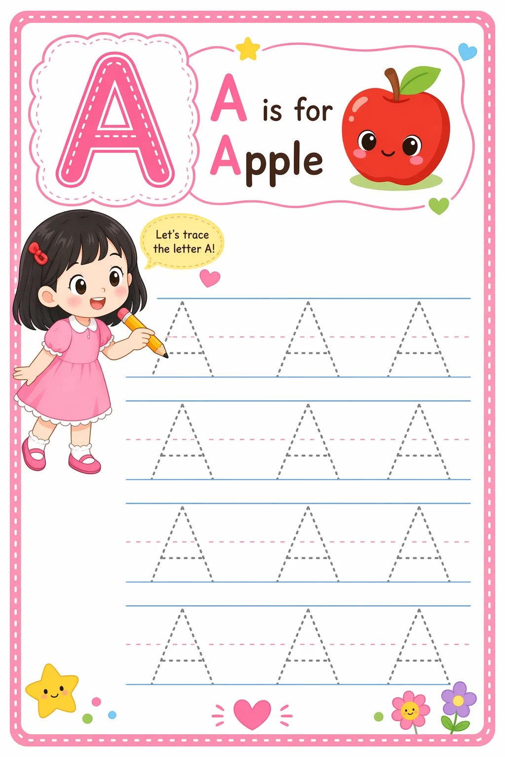 Letter Tracing Worksheet — school room — free coloring page