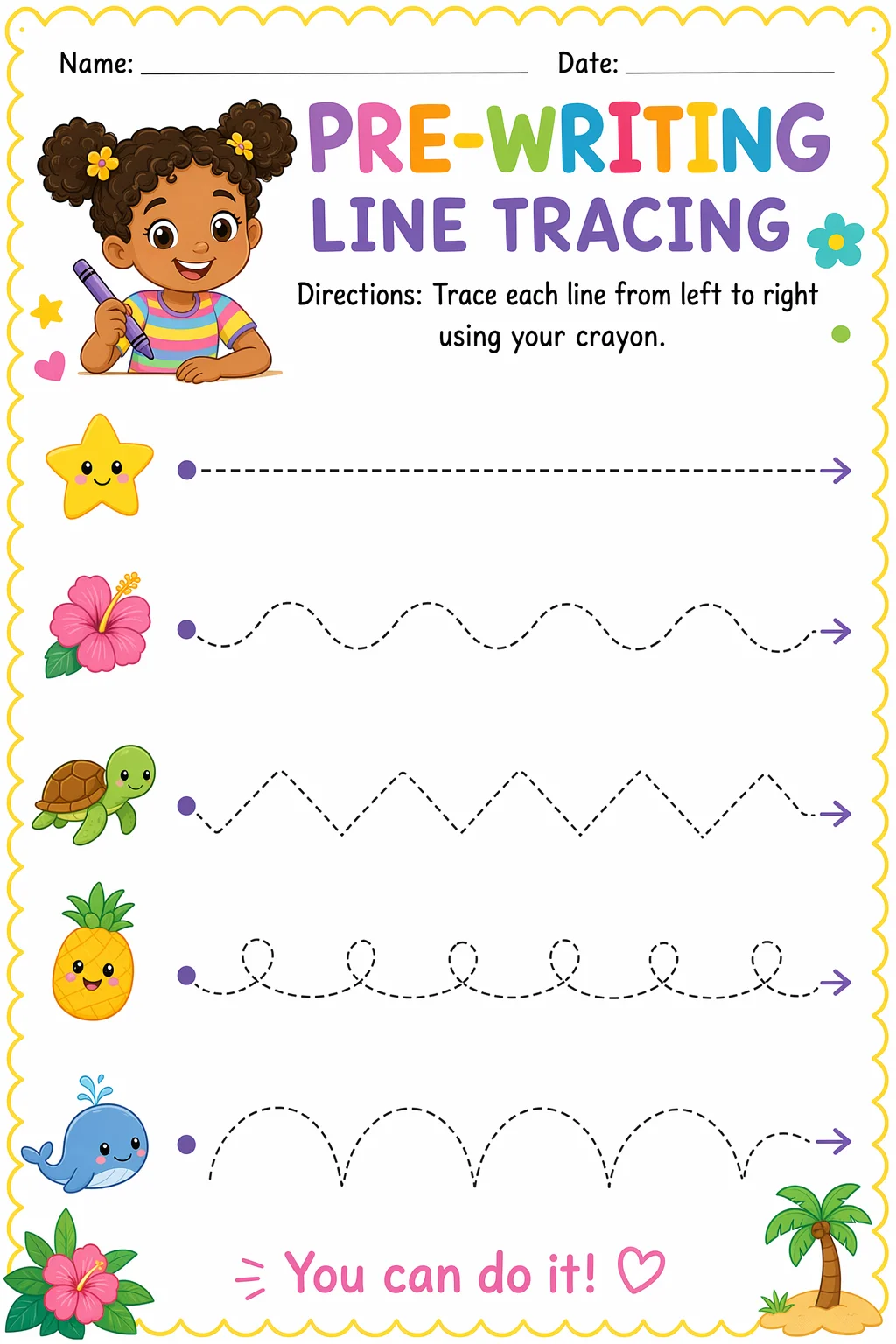 Line Tracing Worksheet — school room — free coloring page